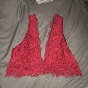 red v neck VS bralette